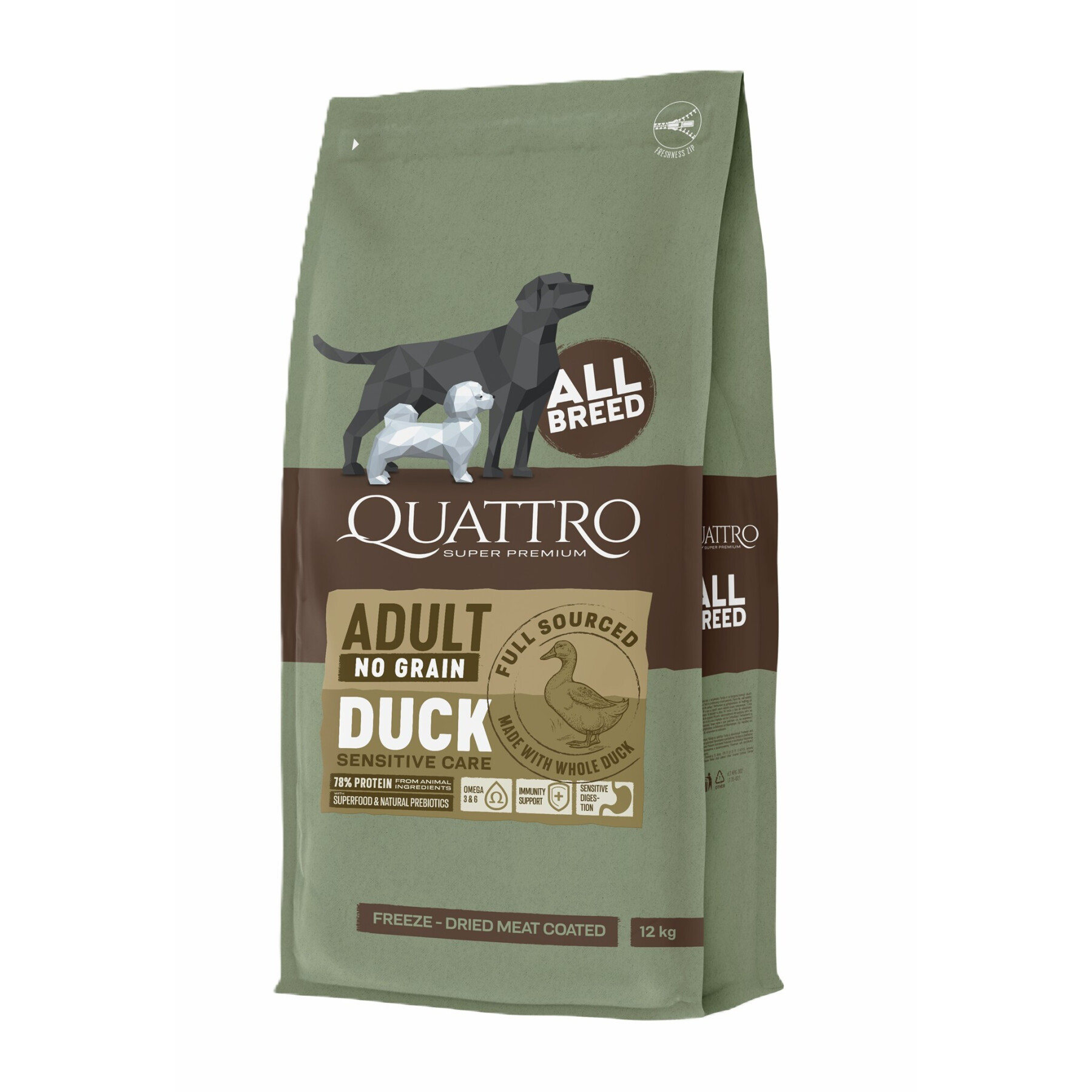 Alimento de pato sin cereales para perros de todas las razas BUBU Pets Quatro Super Premium