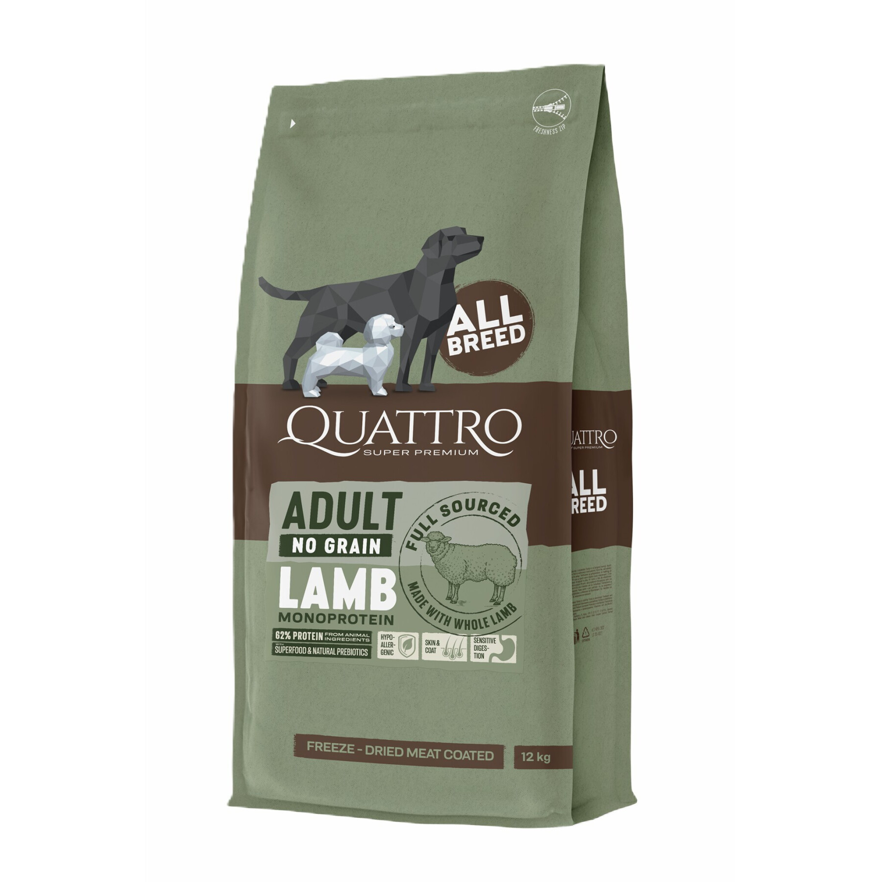 Pienso seco sin cereales para perros de todas las razas cordero BUBU Pets Quatro Super Premium
