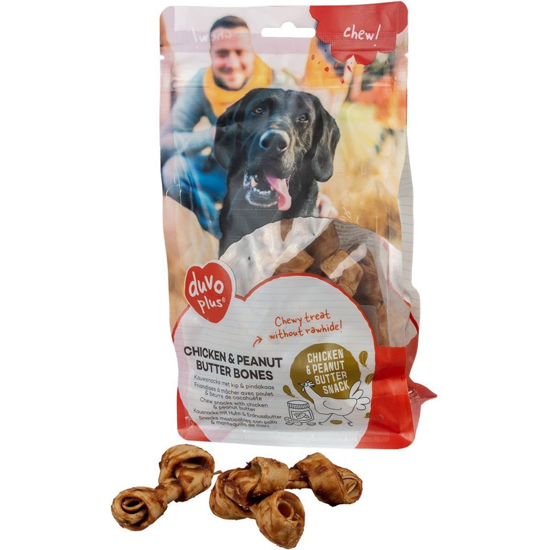 Masticables para perros de pollo y mantequilla de cacahuete Duvoplus (x8)