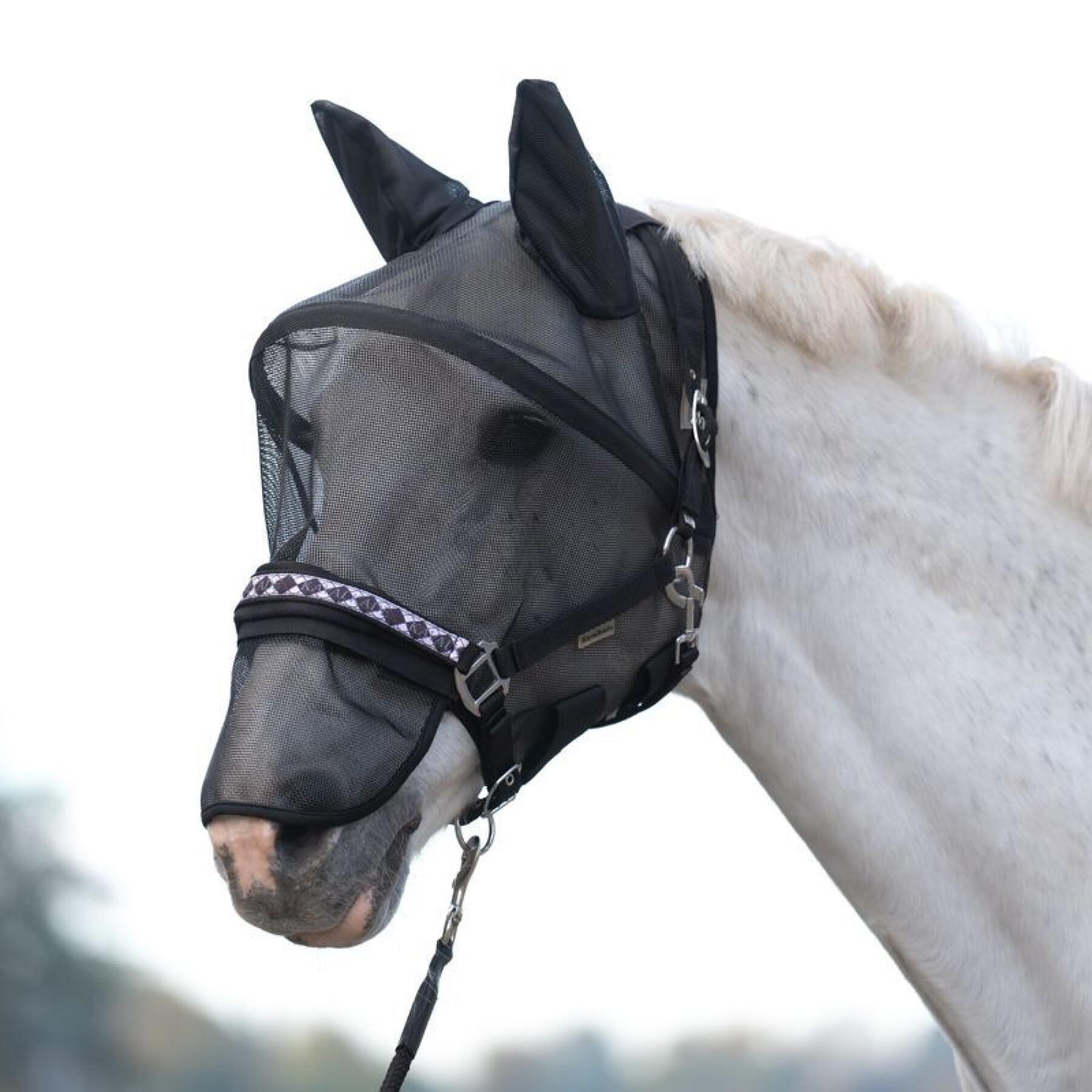 Máscara antimoscas para caballos con soporte Kavalkade