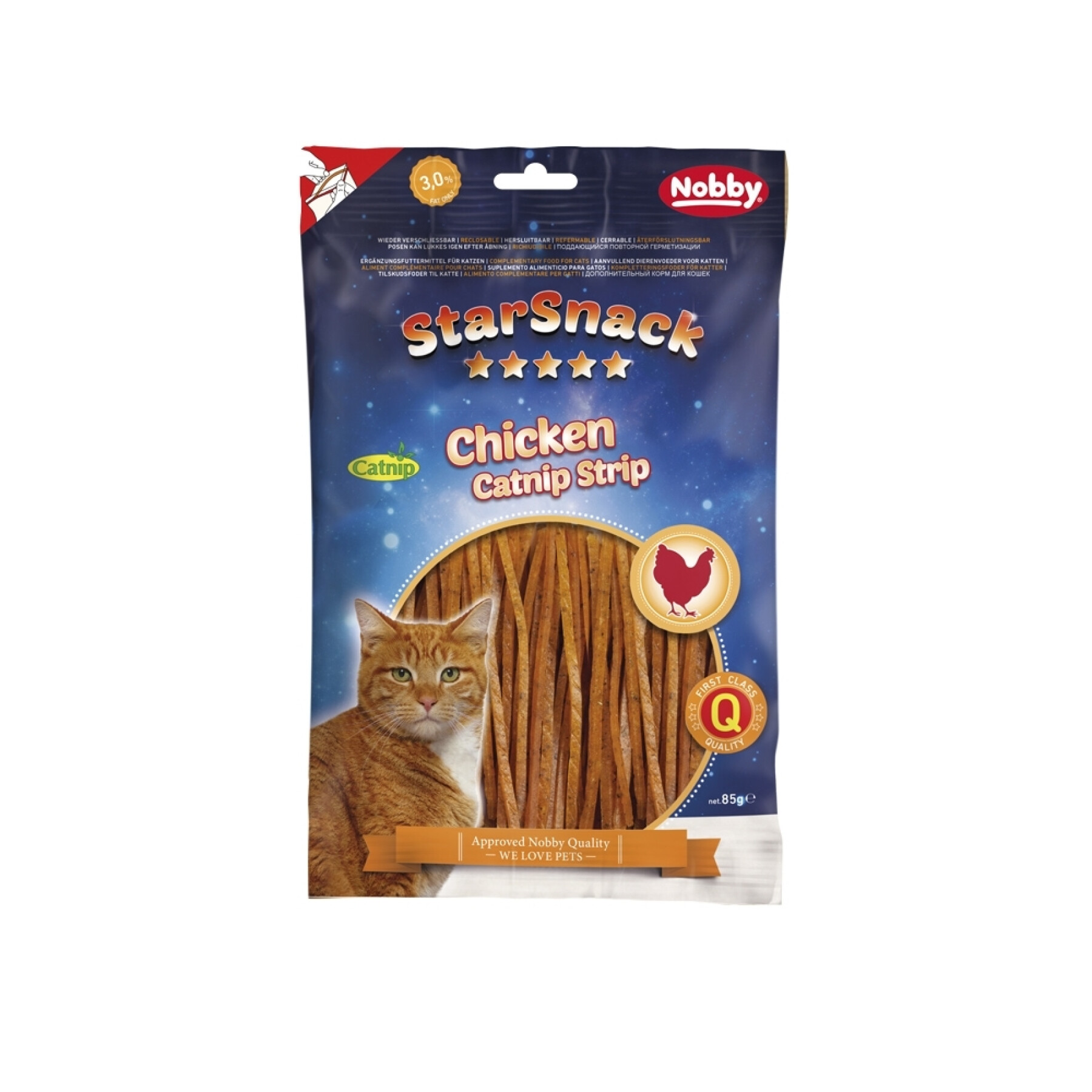 Golosinas de pollo para gatos Nobby Pet StarSnack 85 g