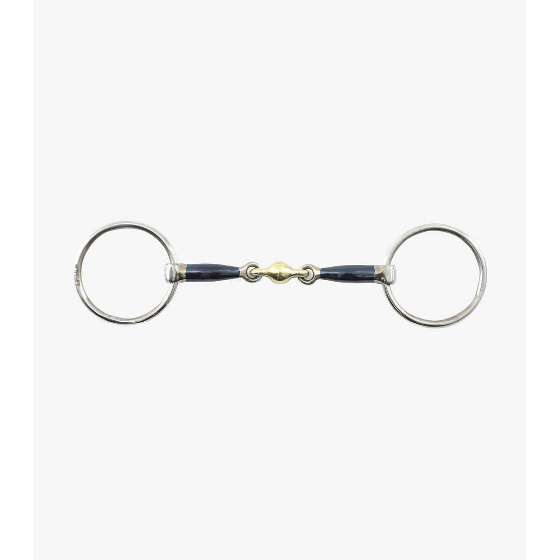 Bocado de hierro azul de 2 anillas con rombo de aleación para caballos Premier Equine Sweet Iron