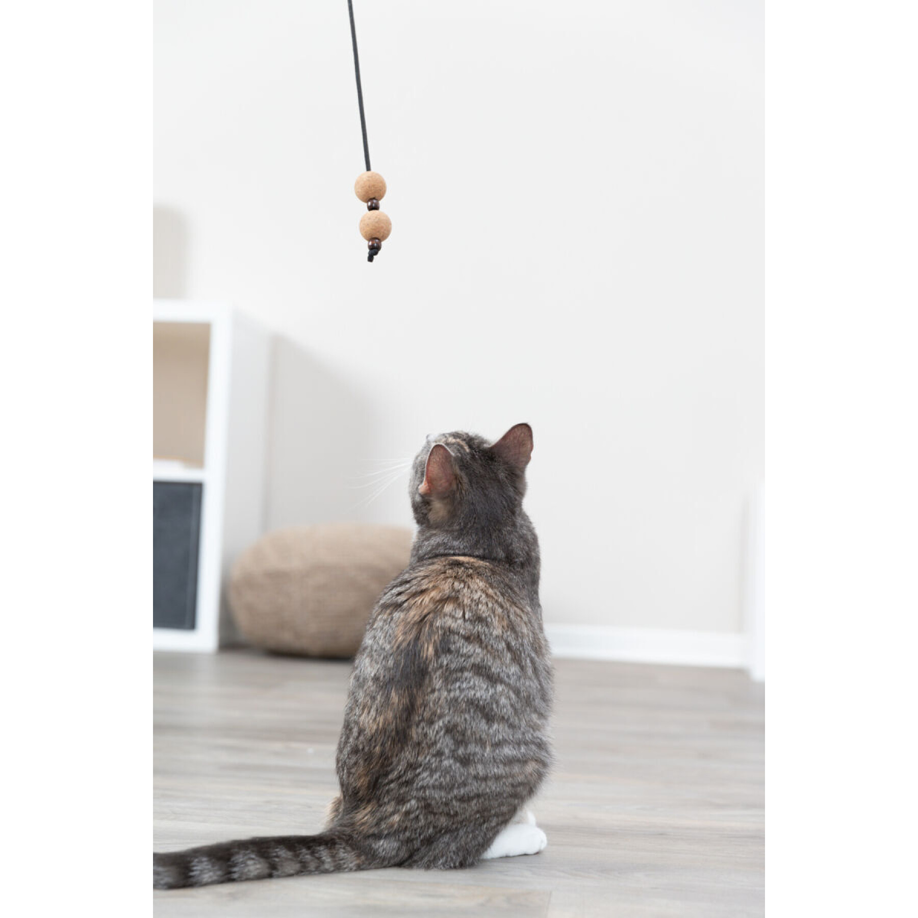 Caña de pescar para gatos con bolas de madera/fieltro Trixie CityStyle (x4)