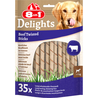 Golosinas para perros 8 IN 1 Twisted Sticks Beef (x35)