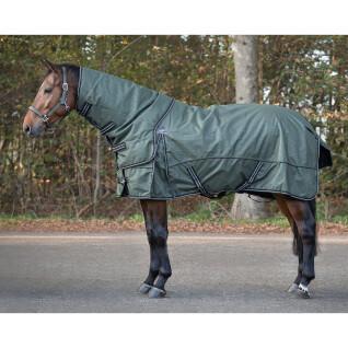 Manta de vellón impermeable para caballos con cubrecuello desmontable QHP collection Botanista 150gr